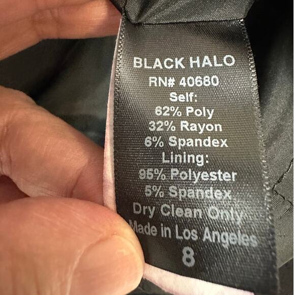 Black Halo size 8 Black Sheath Dress Gypsy Rose Mini Short Sleeves - Picture 6 of 8